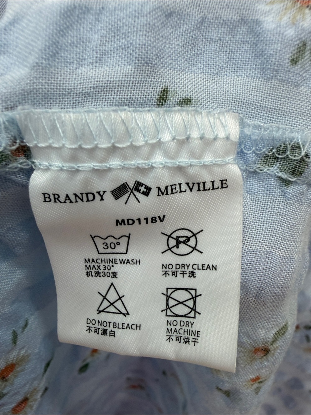 Brandy Melville Light Blue Floral Wrap Mini Dress - Picture 3 of 5